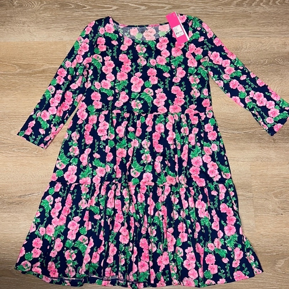 Lilly Pulitzer Geanna Swing Dress Turquoise Oyster Bay Navy So Devine Medium NWT - Picture 5 of 5